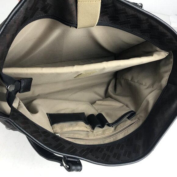 Nine‎ West Tote Travel Computer Shoulder Bag Designer Case Womens Brown/Black - Picture 12 of 15